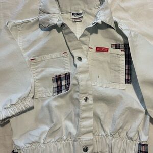 OshKosh B'gosh Cream Button-Front Kids Shirt with Plaid Pockets